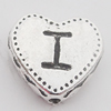 Beads Zinc Alloy Jewelry Findings Lead-free, Heart 13x12mm Hole:1mm, Sold by Bag 