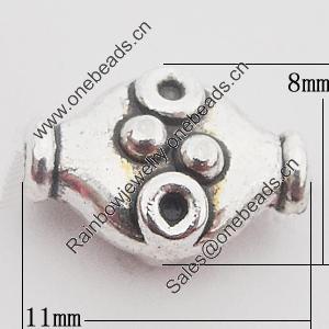 Beads Zinc Alloy Jewelry Findings Lead-free, 11x8mm Hole:1mm, Sold by Bag 