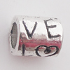 European Style Beads Zinc Alloy Jewelry Findings, 9x8mm Hole:5mm, Sold by Bag