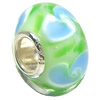 European Lampwork Glass Beads, 925 Silver Core, Rondelle 14x6.8mm Hole:4.5mm, Sold by PC