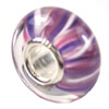 European Lampwork Glass Beads, 925 Silver Core, Rondelle 14x6.8mm Hole:4.5mm, Sold by PC