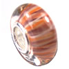 European Lampwork Glass Beads, 925 Silver Core, Rondelle 14x6.8mm Hole:4.5mm, Sold by PC