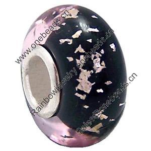 European Lampwork Glass Beads, 925 Silver Core, Rondelle 14x6.8mm Hole:4.5mm, Sold by PC