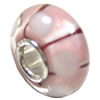 European Lampwork Glass Beads, 925 Silver Core, Rondelle 14x6.8mm Hole:4.5mm, Sold by PC