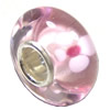 European Lampwork Glass Beads, 925 Silver Core, Rondelle 14x6.8mm Hole:4.5mm, Sold by PC