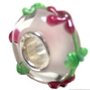 European Lampwork Glass Beads, 925 Silver Core, Rondelle 14x6.8mm Hole:4.5mm, Sold by PC