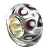 European Lampwork Glass Beads, 925 Silver Core, Rondelle 14x6.8mm Hole:4.5mm, Sold by PC