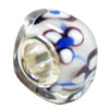 European Lampwork Glass Beads, 925 Silver Core, Rondelle 14x6.8mm Hole:4.5mm, Sold by PC