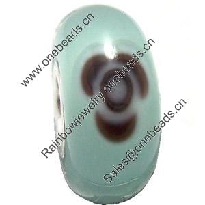 European Lampwork Glass Beads, 925 Silver Core, Rondelle 14x6.8mm Hole:4.5mm, Sold by PC