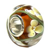 European Lampwork Glass Beads, 925 Silver Core, Rondelle 14x6.8mm Hole:4.5mm, Sold by PC