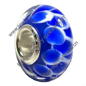 European Lampwork Glass Beads, 925 Silver Core, Rondelle 14x6.8mm Hole:4.5mm, Sold by PC