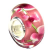 European Lampwork Glass Beads, 925 Silver Core, Rondelle 14x6.8mm Hole:4.5mm, Sold by PC