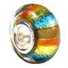 European Lampwork Glass Beads, 925 Silver Core, Rondelle 14x6.8mm Hole:4.5mm, Sold by PC