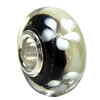 European Lampwork Glass Beads, 925 Silver Core, Rondelle 14x6.8mm Hole:4.5mm, Sold by PC