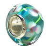 European Lampwork Glass Beads, 925 Silver Core, Rondelle 14x6.8mm Hole:4.5mm, Sold by PC