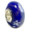 European Lampwork Glass Beads, 925 Silver Core, Rondelle 14x6.8mm Hole:4.5mm, Sold by PC