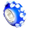 European Lampwork Glass Beads, 925 Silver Core, Rondelle 14x6.8mm Hole:4.5mm, Sold by PC