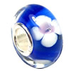 European Lampwork Glass Beads, 925 Silver Core, Rondelle 14x6.8mm Hole:4.5mm, Sold by PC