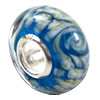 European Lampwork Glass Beads, 925 Silver Core, Rondelle 14x6.8mm Hole:4.5mm, Sold by PC