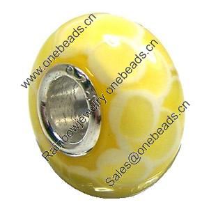 European Lampwork Glass Beads, 925 Silver Core, Rondelle 14x6.8mm Hole:4.5mm, Sold by PC