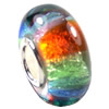 European Lampwork Glass Beads, 925 Silver Core, Rondelle 14x6.8mm Hole:4.5mm, Sold by PC