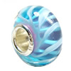 European Lampwork Glass Beads, 925 Silver Core, Rondelle 14x6.8mm Hole:4.5mm, Sold by PC