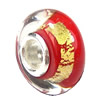 European Lampwork Glass Beads, 925 Silver Core, Rondelle 14x6.8mm Hole:4.5mm, Sold by PC