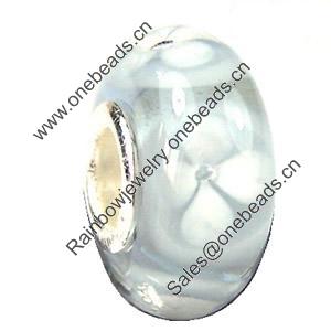 European Lampwork Glass Beads, 925 Silver Core, Rondelle 14x6.8mm Hole:4.5mm, Sold by PC