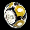 European Lampwork Glass Beads, 925 Silver Core, Rondelle 14x6.8mm Hole:4.5mm, Sold by PC