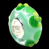 European Lampwork Glass Beads, 925 Silver Core, Rondelle 14x6.8mm Hole:4.5mm, Sold by PC