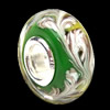 European Lampwork Glass Beads, 925 Silver Core, Rondelle 14x6.8mm Hole:4.5mm, Sold by PC