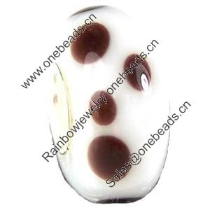 European Lampwork Glass Beads, 925 Silver Core, Rondelle 14x6.8mm Hole:4.5mm, Sold by PC