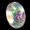 European Lampwork Glass Beads, 925 Silver Core, Rondelle 14x6.8mm Hole:4.5mm, Sold by PC