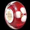 European Lampwork Glass Beads, 925 Silver Core, Rondelle 14x6.8mm Hole:4.5mm, Sold by PC