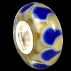 European Lampwork Glass Beads, 925 Silver Core, Rondelle 14x6.8mm Hole:4.5mm, Sold by PC