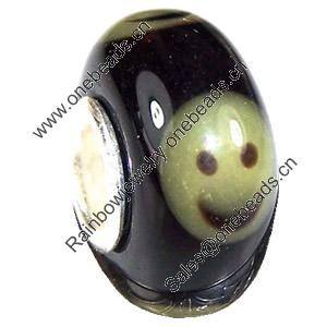 European Lampwork Glass Beads, 925 Silver Core, Rondelle 14x6.8mm Hole:4.5mm, Sold by PC