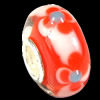 European Lampwork Glass Beads, 925 Silver Core, Rondelle 14x6.8mm Hole:4.5mm, Sold by PC