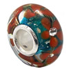 European Lampwork Glass Beads, 925 Silver Core, Rondelle 14x6.8mm Hole:4.5mm, Sold by PC