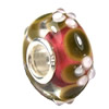 European Lampwork Glass Beads, 925 Silver Core, Rondelle 14x6.8mm Hole:4.5mm, Sold by PC