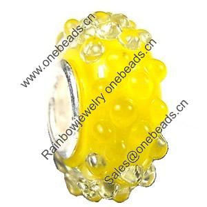 European Lampwork Glass Beads, 925 Silver Core, Rondelle 14x6.8mm Hole:4.5mm, Sold by PC