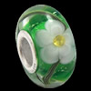 European Lampwork Glass Beads, 925 Silver Core, Rondelle 14x6.8mm Hole:4.5mm, Sold by PC