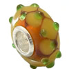 European Lampwork Glass Beads, 925 Silver Core, Rondelle 14x6.8mm Hole:4.5mm, Sold by PC