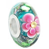 European Lampwork Glass Beads, 925 Silver Core, Rondelle 14x6.8mm Hole:4.5mm, Sold by PC