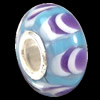 European Lampwork Glass Beads, 925 Silver Core, Rondelle 14x6.8mm Hole:4.5mm, Sold by PC