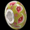 European Lampwork Glass Beads, 925 Silver Core, Rondelle 14x6.8mm Hole:4.5mm, Sold by PC