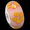 European Lampwork Glass Beads, 925 Silver Core, Rondelle 14x6.8mm Hole:4.5mm, Sold by PC