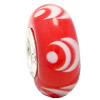 European Lampwork Glass Beads, 925 Silver Core, Rondelle 14x6.8mm Hole:4.5mm, Sold by PC