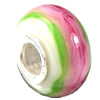 European Lampwork Glass Beads, 925 Silver Core, Rondelle 14x6.8mm Hole:4.5mm, Sold by PC