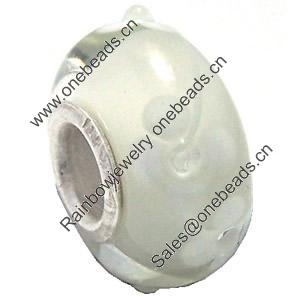 European Lampwork Glass Beads, 925 Silver Core, Rondelle 14x6.8mm Hole:4.5mm, Sold by PC