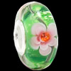 European Lampwork Glass Beads, 925 Silver Core, Rondelle 14x6.8mm Hole:4.5mm, Sold by PC